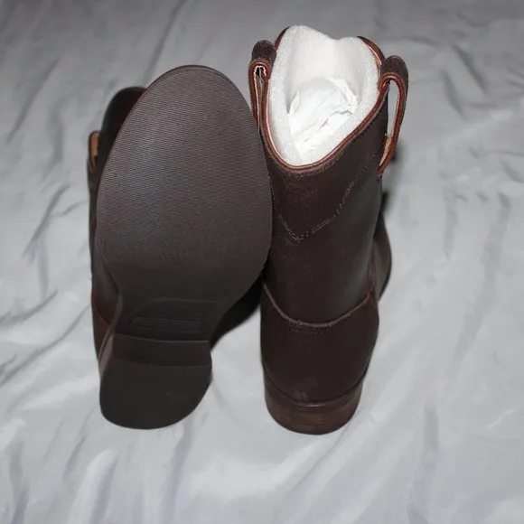 Polo Ralph Lauren Girls' Marlow Mid Calf Leather Boots Brown Distressed Sz 5Y