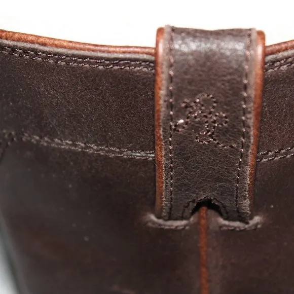 Polo Ralph Lauren Girls' Marlow Mid Calf Leather Boots Brown Distressed Sz 5Y
