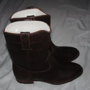 Polo Ralph Lauren Girls' Marlow Mid Calf Leather Boots Brown Distressed Sz 5Y