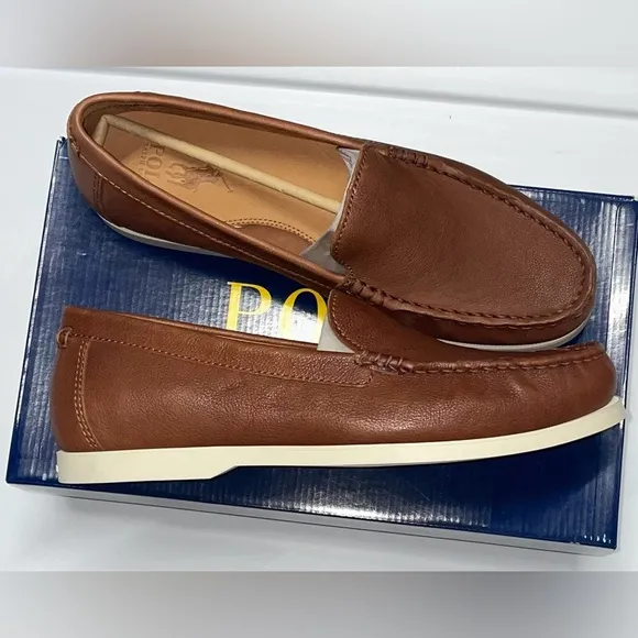 Polo Ralph Lauren Men Merton Leather Venetian Loafers Sz 10 1/2 Brown Shoe New