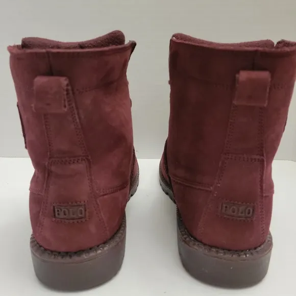 Polo Ralph Lauren Radbourn burgundy suade boots size boys 6.5