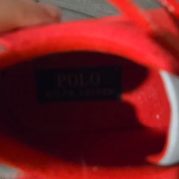 Polo Ralph Lauren Size 7.5 D HUGH Red Canvas Fashion Sneakers