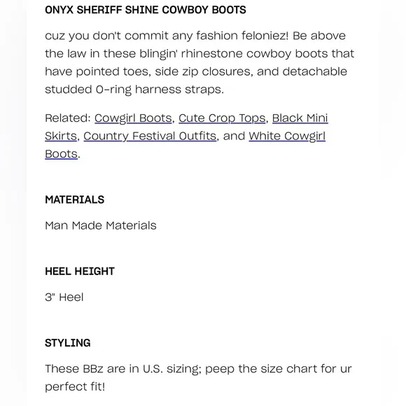 Poster Girl ONYX SHERIFF SHINE COWBOY BOOTS