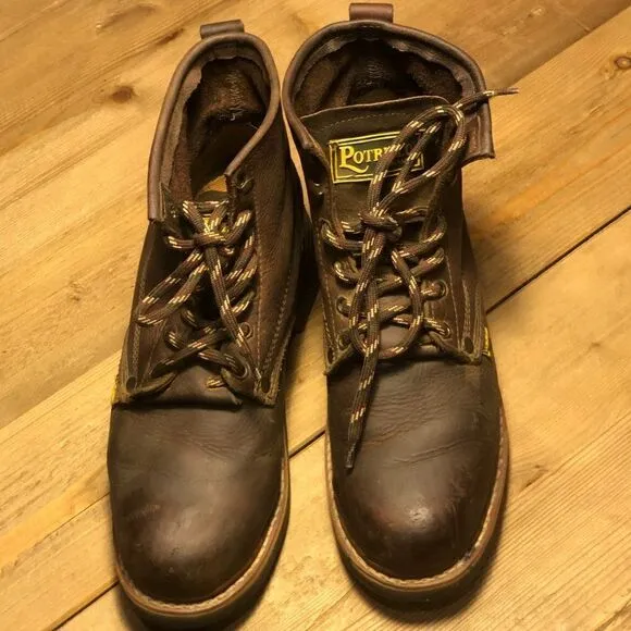 Potrillo Brown Leather Men's Work Boots Made in Mexico Size 7.5