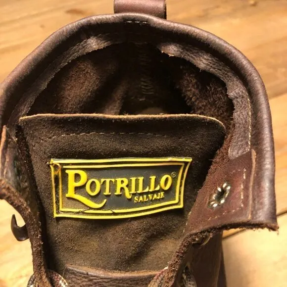 Potrillo Brown Leather Men's Work Boots Made in Mexico Size 7.5