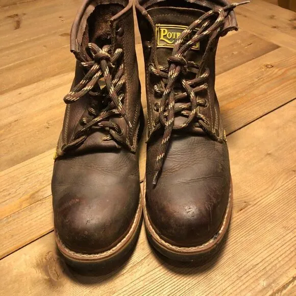 Potrillo Brown Leather Men's Work Boots Made in Mexico Size 7.5