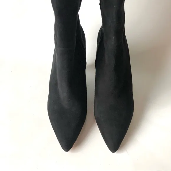 Pour La Victoire Serra Knee-High Wedge Boots, Black Suede Size 6.5