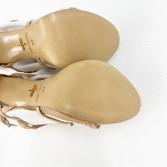 ✅Pour la Victoire Sierra High Heel Sandals cognac Size 9.5 Cowhide Leather Upper