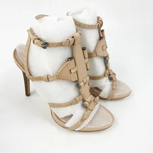 ✅Pour la Victoire Sierra High Heel Sandals cognac Size 9.5 Cowhide Leather Upper