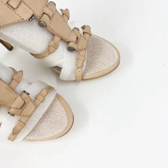 ✅Pour la Victoire Sierra High Heel Sandals cognac Size 9.5 Cowhide Leather Upper