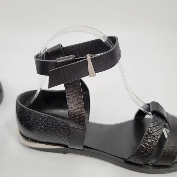 Prabal Gurung Black Flat Gladiator Sandals Size 37
