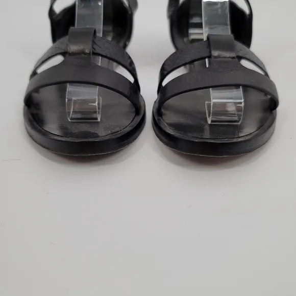 Prabal Gurung Black Flat Gladiator Sandals Size 37