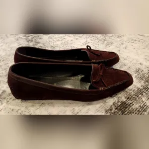Prada Authentic Womens Suede Leather Loafers Size 39.5 Italian (9.5) Brown