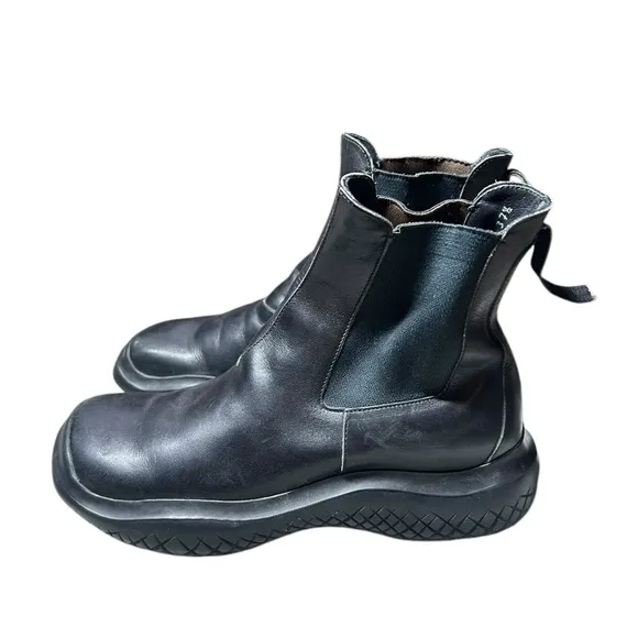 PRADA Chelsea Women’s Black Pull On Ankle Boots Size 37.5=7.5 Made in Italy