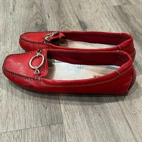 Prada EU36.5 (US6) Genuine Leather Loafers Silver Buckle