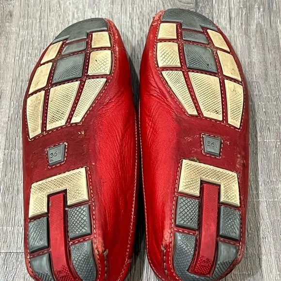 Prada EU36.5 (US6) Genuine Leather Loafers Silver Buckle