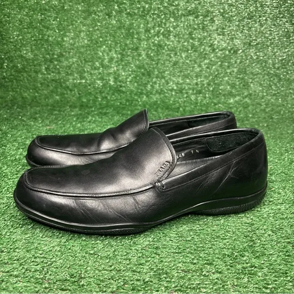 Prada Mens Black Leather Loafers Drivers Shoes Made in Italy - US Size 8.5