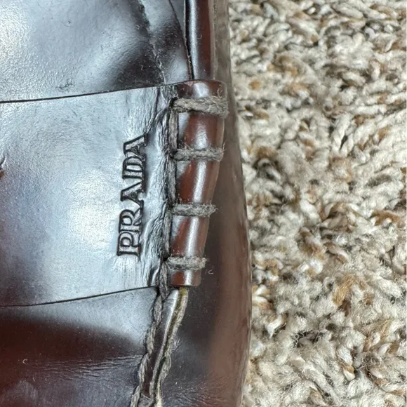 Prada vintage brown leather loafers