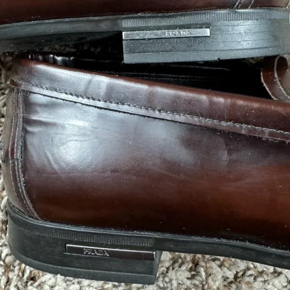 Prada vintage brown leather loafers