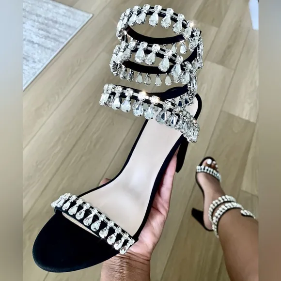🖤PRICE FIRM🖤Women’s rhinestone embellished high heel sandals