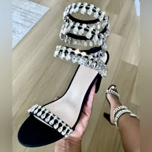 🖤PRICE FIRM🖤Women’s rhinestone embellished high heel sandals