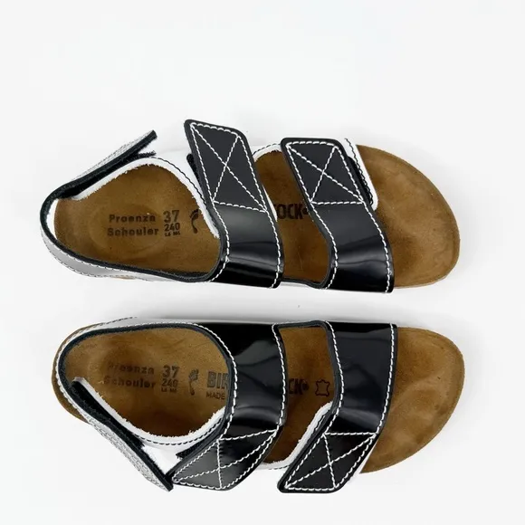 Proenza Schouler x Birkenstock Milano Sandals Black &amp; White Leather, Size 37