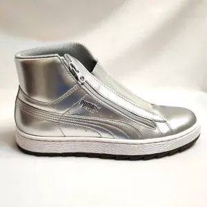 Puma Basket Metallic Silver Hightop Zipper Closure sneakers (w 7)