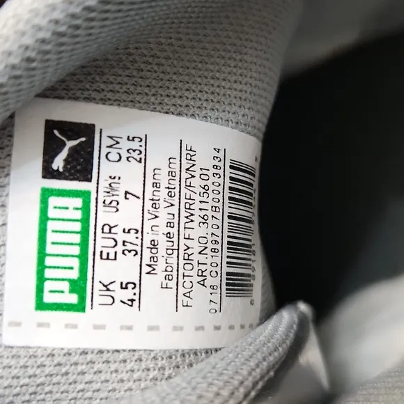 Puma Basket Metallic Silver Hightop Zipper Closure sneakers (w 7)
