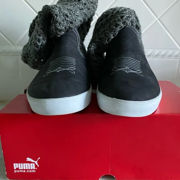 Puma Black and White Slip on sneakers