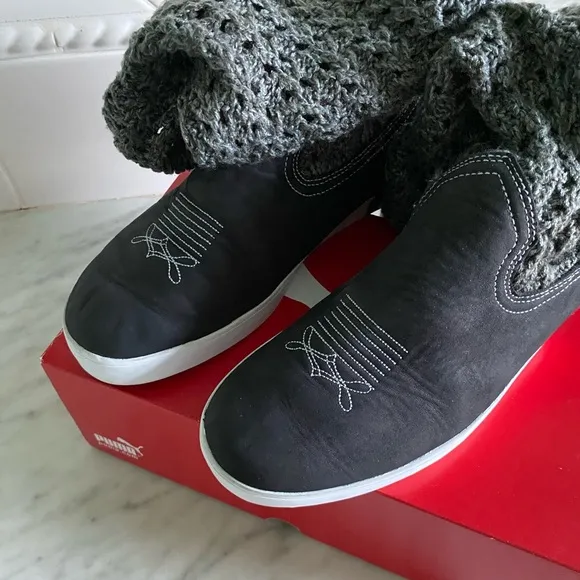 Puma Black and White Slip on sneakers