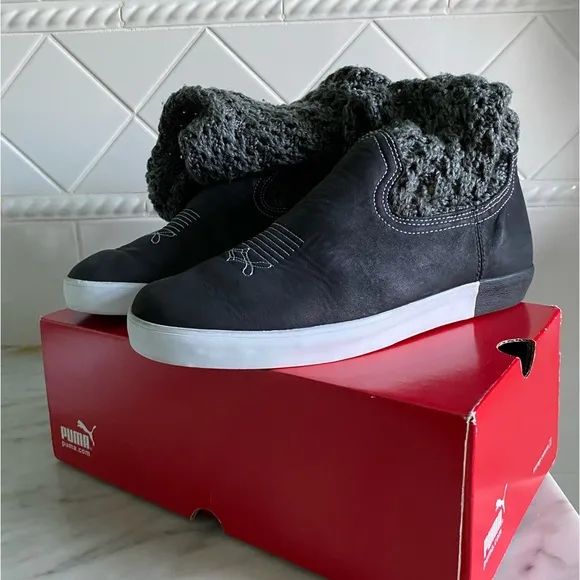 Puma Black and White Slip on sneakers