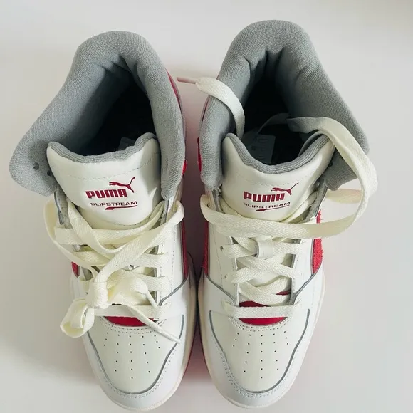 Puma Kids Slipstream White and Red Sneakers Size 7 unisex.
