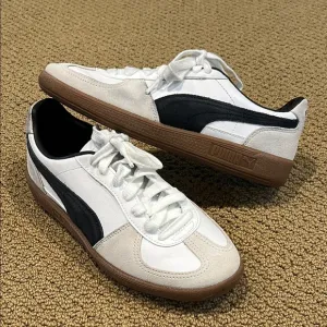 Puma Womens Palermo Sneakers size 10 White Vapor Gray Gum