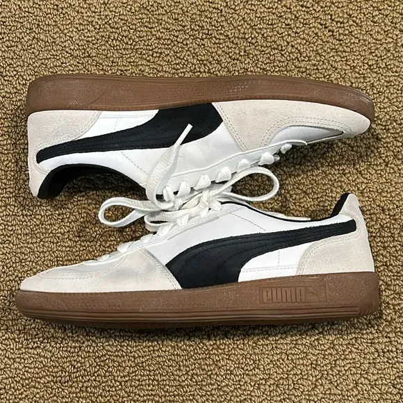 Puma Womens Palermo Sneakers size 10 White Vapor Gray Gum