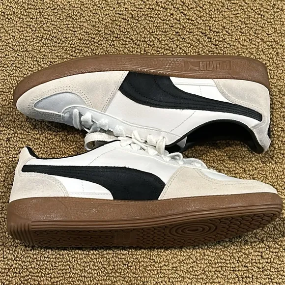 Puma Womens Palermo Sneakers size 10 White Vapor Gray Gum