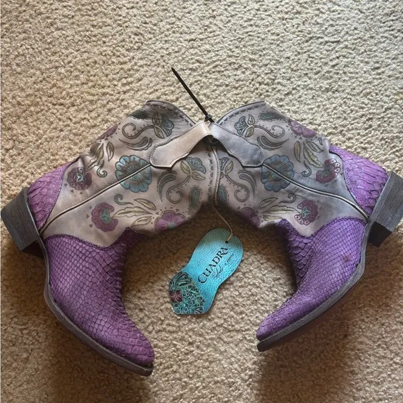 Python Leather Womens Rodeo Western Boots by Cuadra Purple Floral Size 5