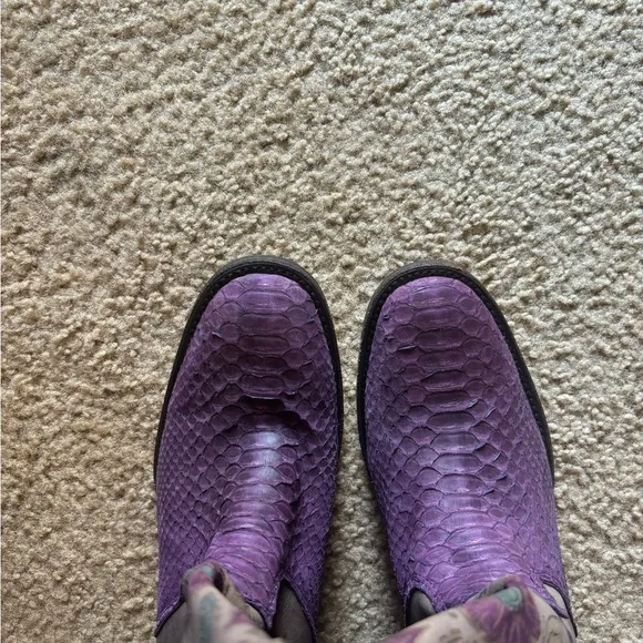 Python Leather Womens Rodeo Western Boots by Cuadra Purple Floral Size 5