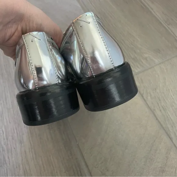 Rag &amp; Bibs Silver Metallic Maxwell Loafers Leather size 38/ 9