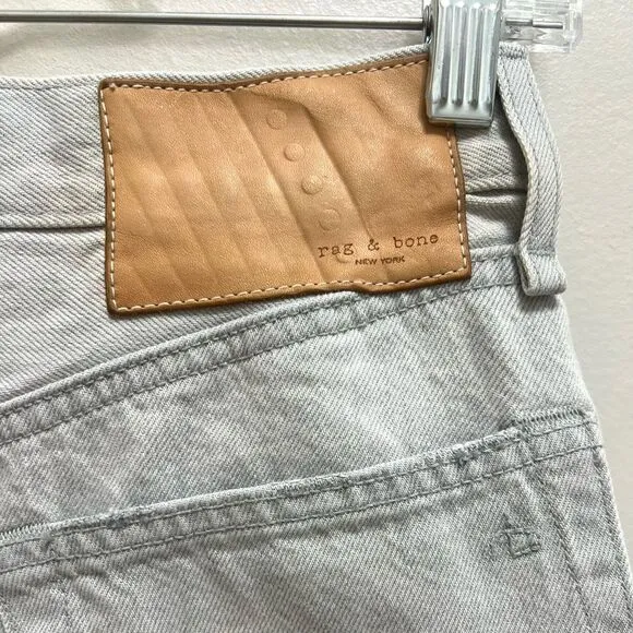 Rag &amp; Bone Anchor Denim Jean Skirt Midi A-Line Frayed Hem Gray size 25