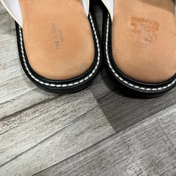 Rag &amp; Bone Ansley Leather Flat Thong Sandals Whites Women’s Size 38