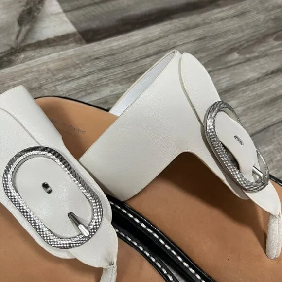 Rag &amp; Bone Ansley Leather Flat Thong Sandals Whites Women’s Size 38