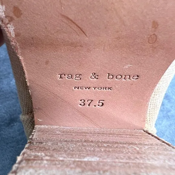 Rag &amp; Bone Boot Bootie Newbury Classic Canvas size 7.5 Khaki Tan Beige Heels