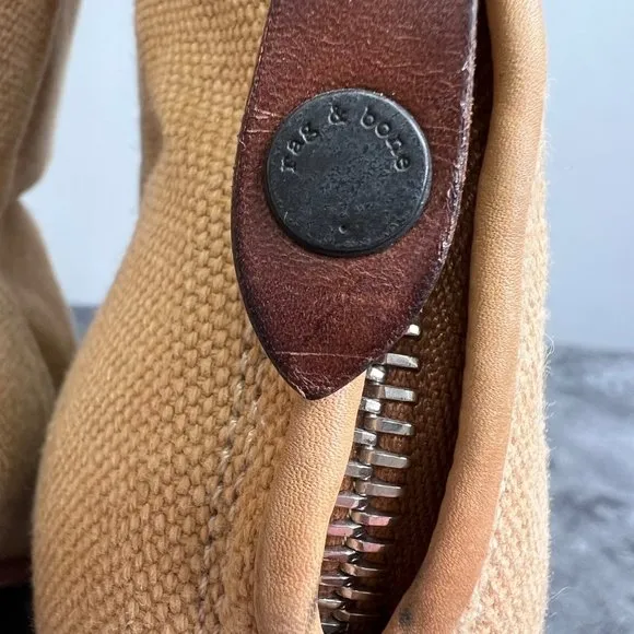 Rag &amp; Bone Boot Bootie Newbury Classic Canvas size 7.5 Khaki Tan Beige Heels