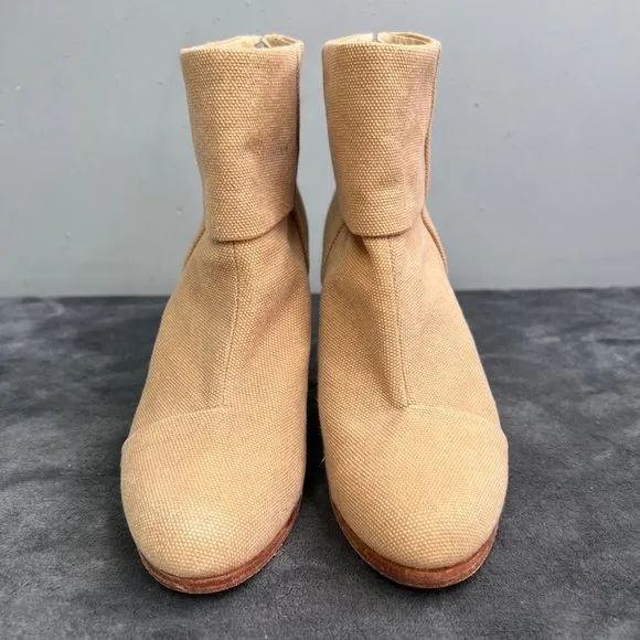 Rag &amp; Bone Boot Bootie Newbury Classic Canvas size 7.5 Khaki Tan Beige Heels