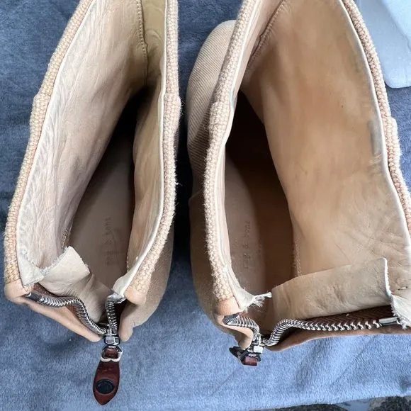 Rag &amp; Bone Boot Bootie Newbury Classic Canvas size 7.5 Khaki Tan Beige Heels