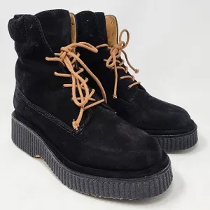 Rag &amp; Bone Boots Women EU37.5/US7.5 Sloane Black Calf Suede Platform Lace-up