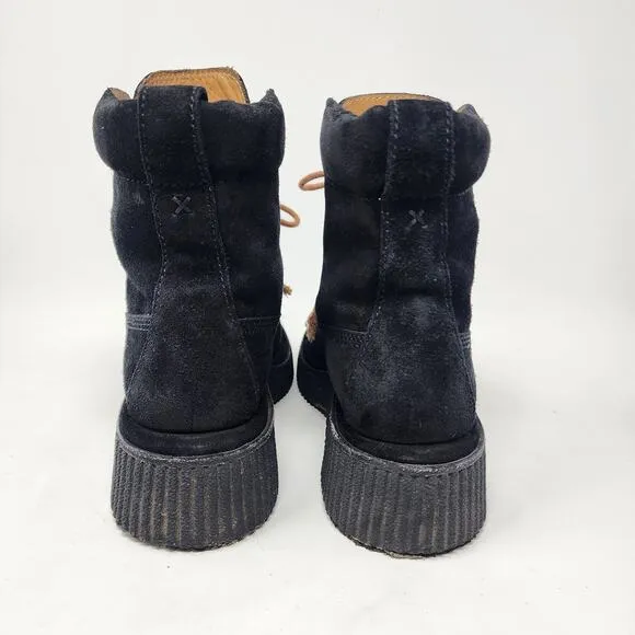 Rag &amp; Bone Boots Women EU37.5/US7.5 Sloane Black Calf Suede Platform Lace-up