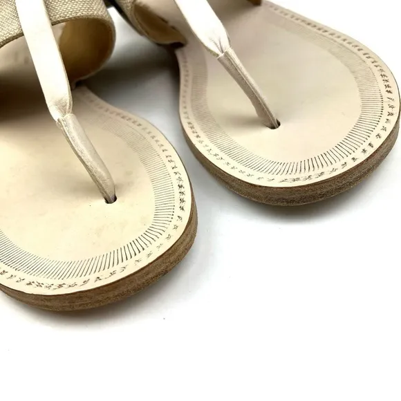 Rag &amp; Bone Claire Cream Leather Canvas Flat Sandals size 7