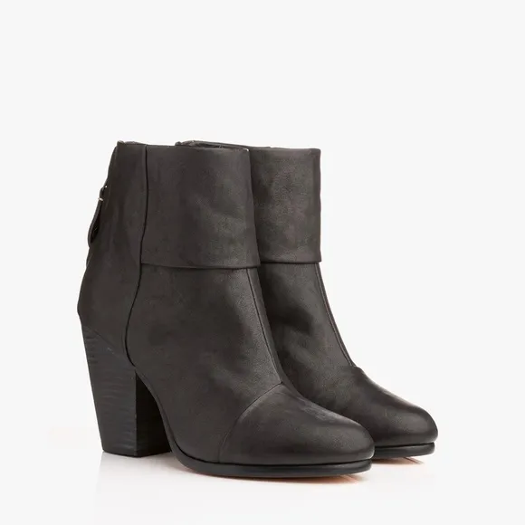 rag &amp; bone Classic Newbury Black Leather Ankle Boots size 39