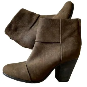 Rag &amp; Bone Classic Newbury Leather Booties in Dark Brown Women’s SIZE 9.5 EUC